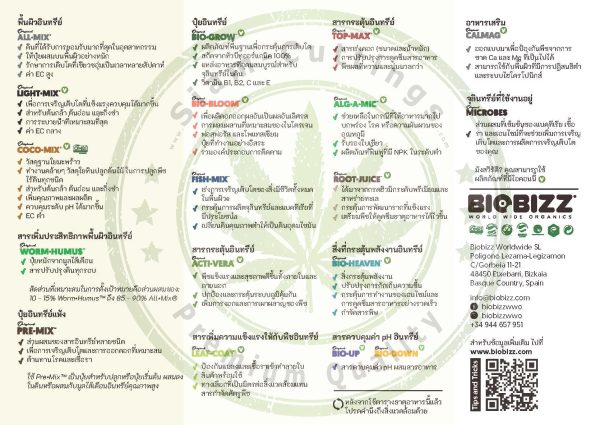 BioBizz Grow Nutrient schedule TH Siam cuttings